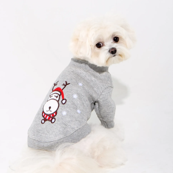 Новогодняя кофта для собак Puppia Dunder PAYD-TS2114 Melange Grey 8941 фото