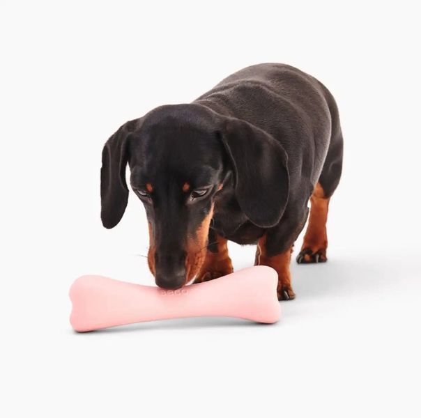 Жувальна іграшка з отвором для ласощів для собак Beco Pets Treat Bone Рожевий 10465 фото