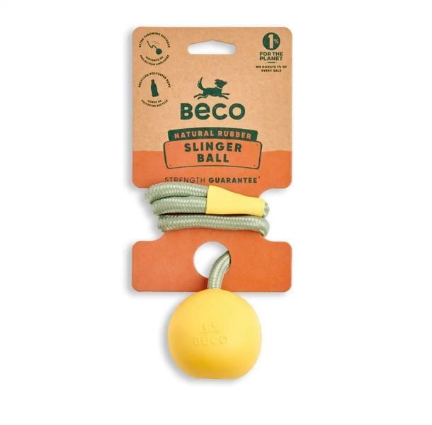 Игрушка мячик на веревке для собак Beco Pets Slinger Ball Желтый 10479 фото