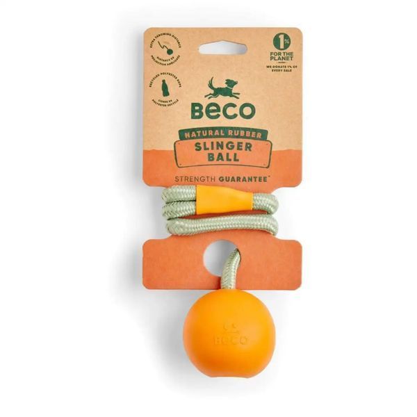 Игрушка мячик на веревке для собак Beco Pets Slinger Ball Оранжевый 10484 фото