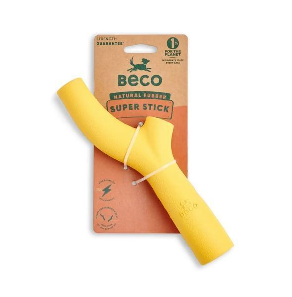 Игрушка с отверстием для лакомства для собак Beco Pets Super Stick Желтый 10499 фото