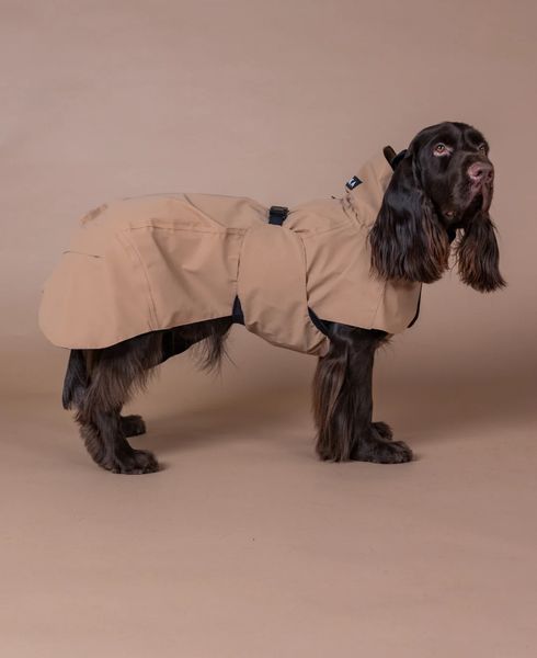 Дождевик для собак с умным светоотражающим эффектом PAIKKA Visibility Raincoat Lite Taupe